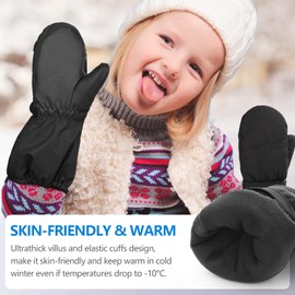 Hyeek Children's Ski Gloves with Zip, Waterproof Mittens, Winter Gloves, Snow Gloves, Snowboard Ski Gloves for Boys and Girls (XL (6-7 Years), Black)