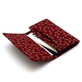 Indenya No. 2501 Card Case, Deer Leather, Lacquer, Crafts, Gusseted, [13-008] Red - White Lacquer Dragonfly