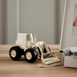 Bambino Front Loading Digger Silver Plated Money Box Savings Bank