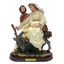 GCK Journey to Bethlehem The Pilgrims La Posada Mary Joseph w Donkey 6'' Inch Statue Imagen Peregrinos a Belen Multicolor 2808-6