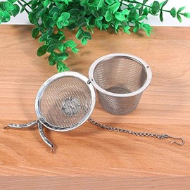TOPINCN Reusable Coffee Tea Infusing Mesh Brewing Basket Stainless Steel Tea Strainer Mesh Ball Herbal Spice Filter Soup Infuser with Chain(M)
