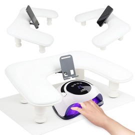 Reposabrazos Para Manicura Con Tapete Base Ajustable En Forma De U Soporte Para Manicura Cojín Para Manicura Acrílica(Blanco) Blanco con tapete