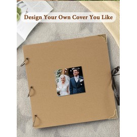 Yuforr Scrapbook Photo Albums 80 Pages Thick Kraft Square Paper Scrap Book Ideal for Your Scrapbooking Albums Art & Craft DIY Projects (28 x 28 cm)-Brown