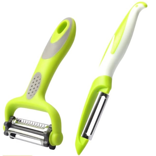 Vegetable Peelers 2-in-1 Combo Pack – Stainless Steel Swivel &