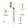 1ml/cc 30G 1/2" 12,7mm Syringe U-100, Individually Wrapped, Lab Accessories,