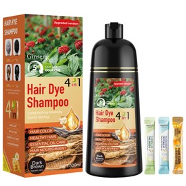 ZENITHGLO Dark Brown Hair Dye Shampoo 3 in 1 for Women & Men 100% Gray Hair Coverage - Herbal Ingredients Natural Plant Hair Color - Hair Dye in Minutes 17.6 Fl Oz