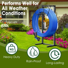 EONFAY Garden Hose Holder, Heavy Duty Water Hose Holders, Sturdy Metal Hose Stand, Hose Organizer, Water Hose Hanger Rack, Hose Reel Storage Stake hold 150Ft Water Hoses, for Patio, Lawn, Garden