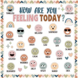 BOHO Feeling Bulletin Board Set Mental Health Classroom Decor How Are You Feeling Today Poster Emotion Cutout Feeling Chart For Kid Teacher School Counselor Office Therapy Calm Down Corner Wall Supply