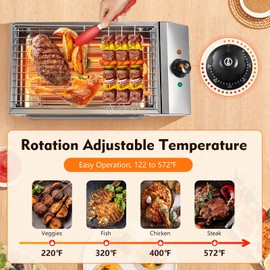 CUBELLIN 110V 1800W Electric Grill Indoor Barbecue Grill with Removable Grill 572℉ Max Heat Portable Non-Stick Barbecue Electric Grill with Indicators