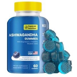 MEGNETA Ashwagandha Gummies, Blueberry Flavor, Natural & No Fillers, 60 Gummies, 30-Day Supply