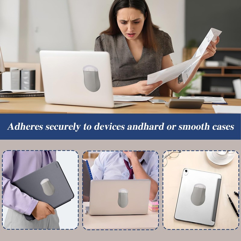 Betinyar 2 Pack Gray Mouse Holder for Laptop Stick On,