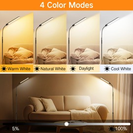 OUTON LED Floor Lamp 15W 1500LM, Adjustable Height, Dimmable Modern Standing Lamp, 3000K-6000K Adjustable Color Temperature, Remote & Touch Control, 1 Hour Timer for Reading Living Room Bedroom Black