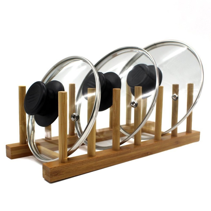 INNERNEED Bamboo Wooden Plate Racks Dish Stand Holder Kitchen Storage