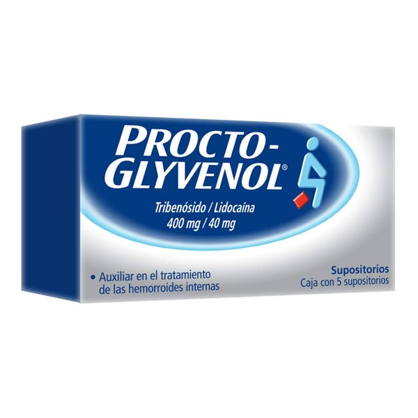 Procto-Glyvenol Tratamiento para las hemorroides, 5 Supositorios 400mg
