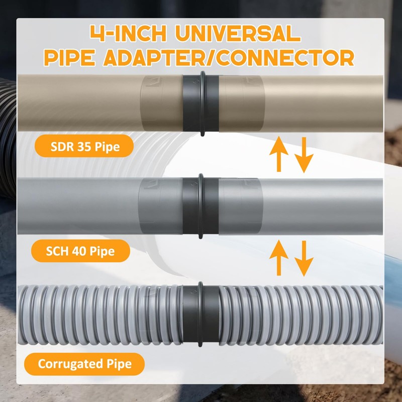 Xanadued 4" Universal Pipe Connector with Snap Lock, Corrugated to