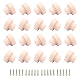 BQLZR Home Accessory 35x25mm Wood Color Wood Hardware Round Knobs and Pulls Pack of 20
