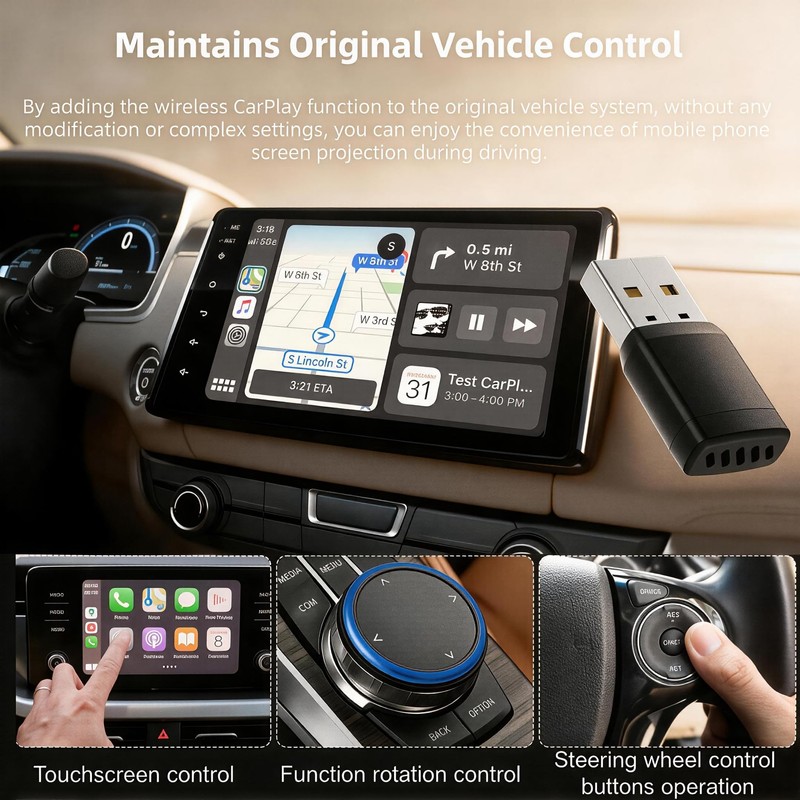 BUTIFYLIFE Wireless Carplay Adapter Mini 2 in 1 Wireless Carplay