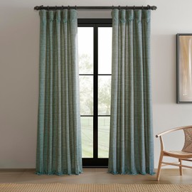 HPD Half Price Drapes - Raw Linen Weave Light Filtering Curtains for Bedroom 108 Inches Long (2 Panels) - Rod Pocket Curtains & Drapes for Living Room and Windows 1 Pair - 50 X 108, Teal Blue