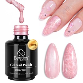 Beetles Pearl Gel Nail Polish 15ml Shimmer Pink Drawing Gel Polish Romantic Reverie Nail Gel Swirl Shell Thread Effect Spring DIY Manicure Gifts for Women