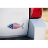 Christian Fish USA Flag Car Emblem - Made in USA