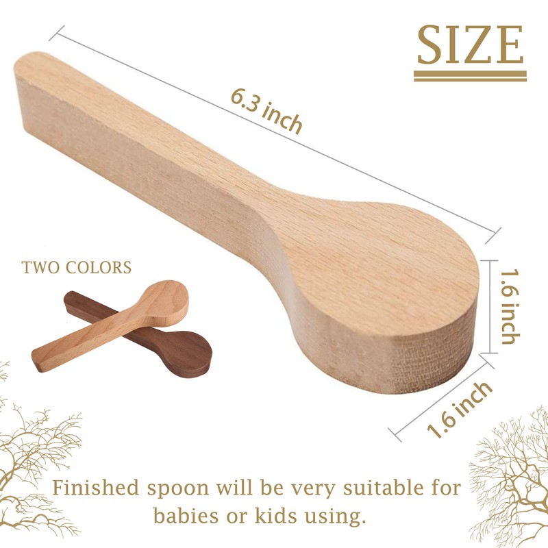 Wood Carving Spoon Blank Beech and Walnut Wood Unfinished Wooden