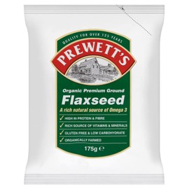 THREE PACKS of Prewetts - Organic Premium Ground Flaxseed 175g