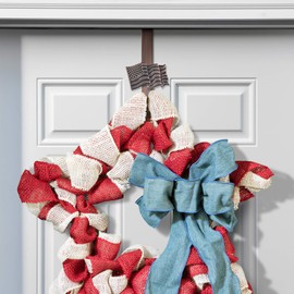 Haute Decor Adjustable Length Metal Wreath Hanger with 4 Interchangeable Icons - Oil-Rubbed Bronze (American Flag/Pumpkin/Snowflake/Reindeer) 4 Wreath Hangers in 1, for Every Season