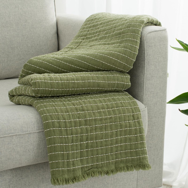 GINAMUSE Muslin Throw Blanket for Bed 100% Cotton Gauze Fall