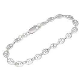 NKlaus Silver 18 cm 925 Sterling Silver Coffee Bean Men's Bracelet 5.60 mm 7.5 g 5455, Sterling Silver