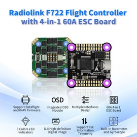 ATA HOBBY Radiolink F722 Flight Controller Stack 3-6S 31x31mm, Flight Controller with 4in1 60A ESC Board Integrated OSD Module for 2-8 axis Multi rotor, FPV drone and Fixed Wing Plane