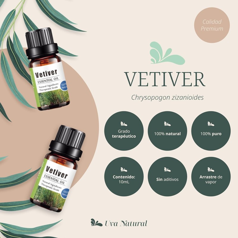Uva Natural - Aceite Esencial de Vetiver 100% Natural 10