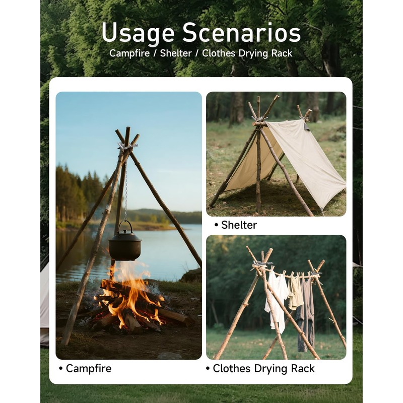 Campfire Tripod,Portable Triangle Grill Camping Tripod for Cooking Fire Pit