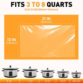 60 Pack Slow Cooker Liners, Large Size 13"x 21" Cooking Bags Disposable Pot Liners, Plastic Slow Cooker Bags Fits 3-8 Quarts, BPA Free, Suitable for Oval & Round Pot