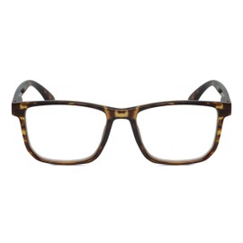 Calabria R861 Reading Glasses +3.00 Brown Amber Tortoise Havana Crystal Mens Womens Trendy Readers w/Semi-Hard Zipper Case