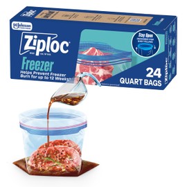 Ziploc Quart Food Storage Freezer Bags, Stay Open Design, Easy to Fill, 24 count (Packaging May Vary)