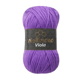 Wollbiene Viola Knitting Wool Plain 100 g Premium Knitting Wool 100 g Thick Yarn Wool for Knitting and Crocheting Plain Colours (Purple 09)
