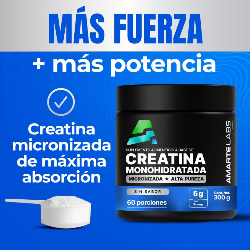 Creatina Monohidratada 100% Pura Micronizada Amarte Labs Sin Sabor
