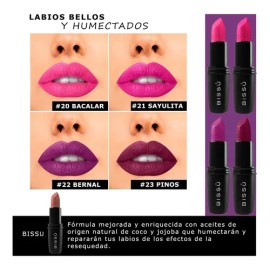 Kit 8 Labiales Bissu Humectante Tonos Rosas Morados                                                                                                   