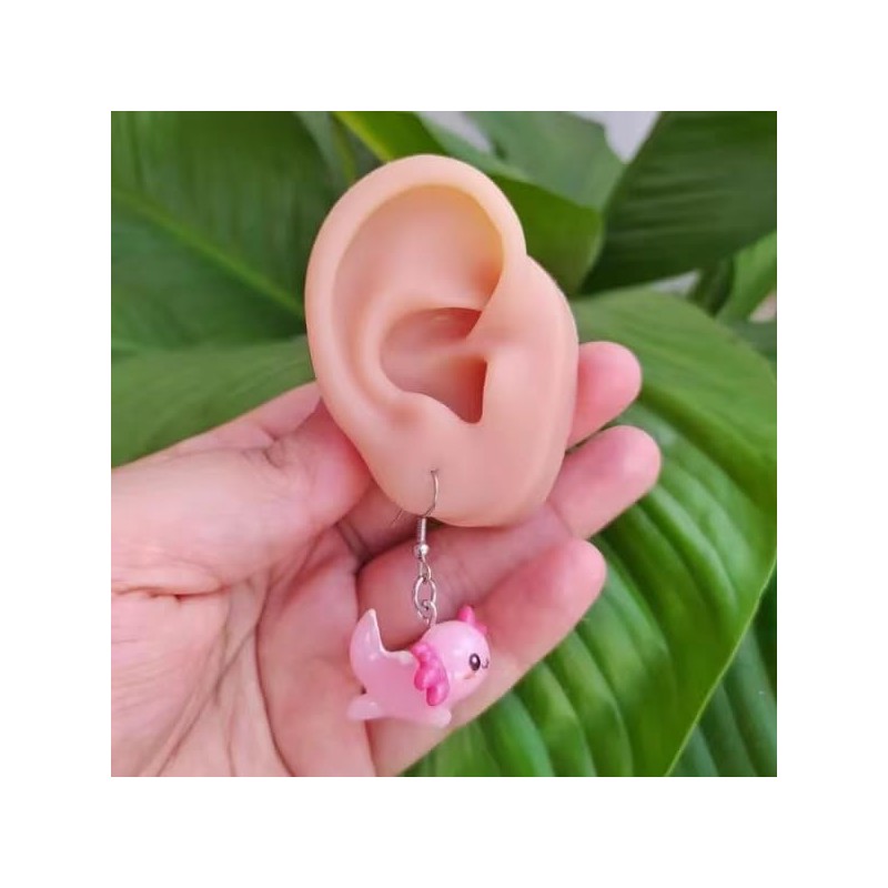 Cute Pink Axolotl Dangle Earrings for Women Unique Cartoon Animal