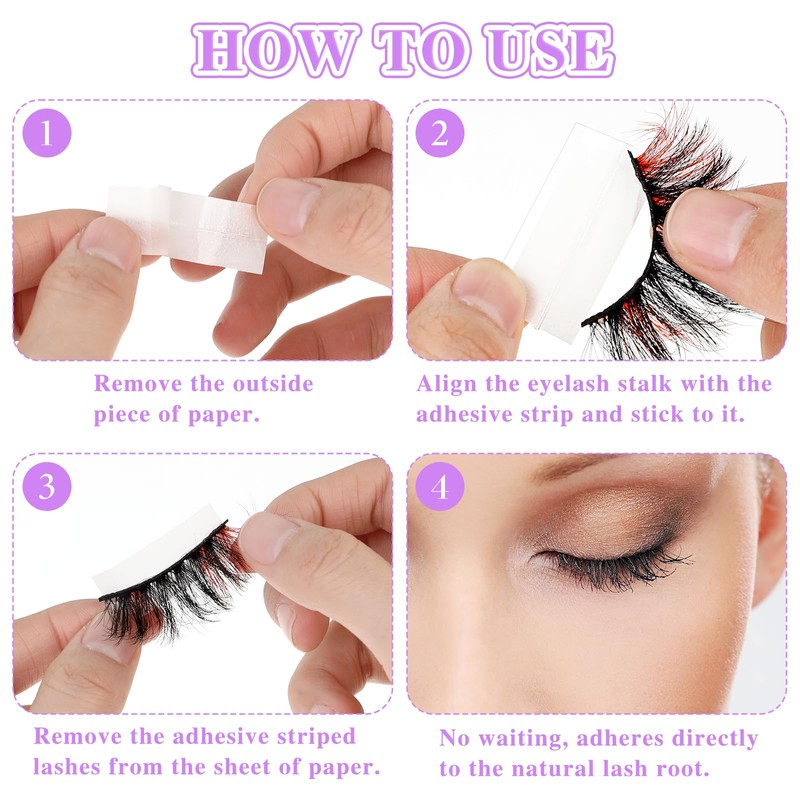 40PCS Self Adhesive Eyelashes Strips Tape Waterproof Lash Buddy Glue