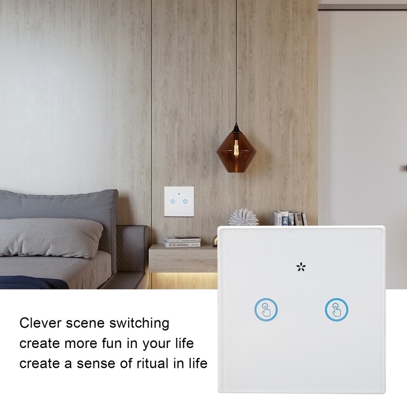 Smart Wall Touch Switch 433MHz Tempered Glass Panel Wiring Free