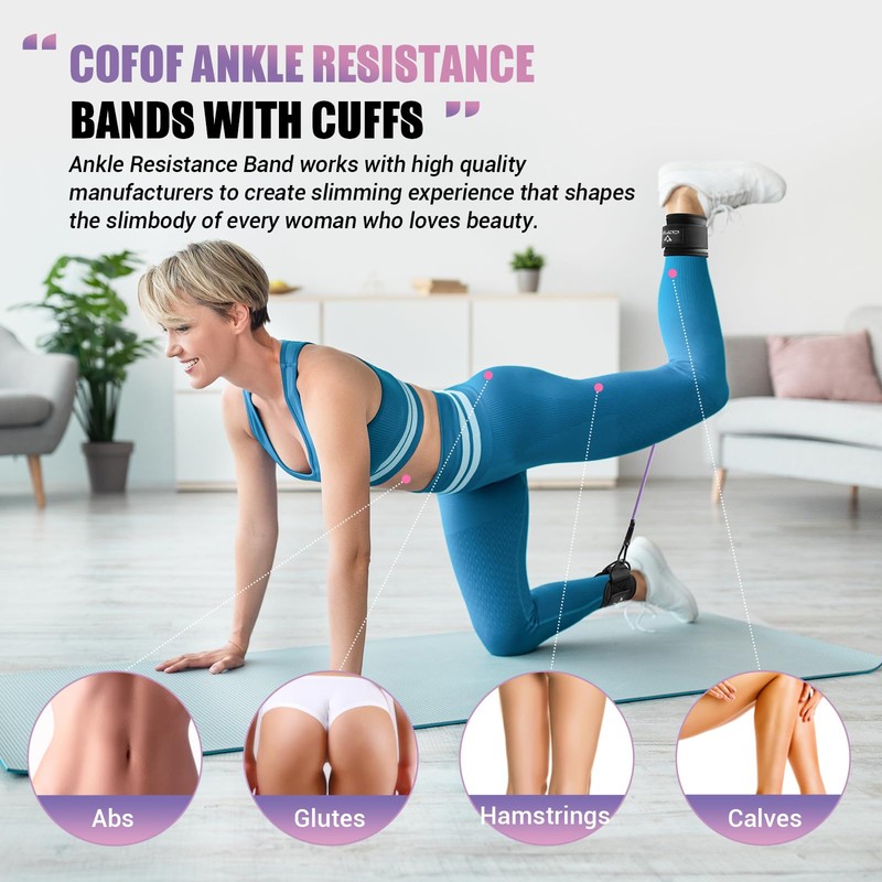 Ankle Resistance Bands with Cuffs, Ankle Bands for Working Out,
