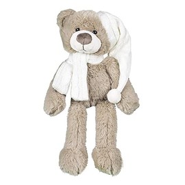 Enesco Kalidou Holiday Teddy Bear with Scarf and Sleeping Cap Plush Stuffed Animal, 14 Inch, Brown