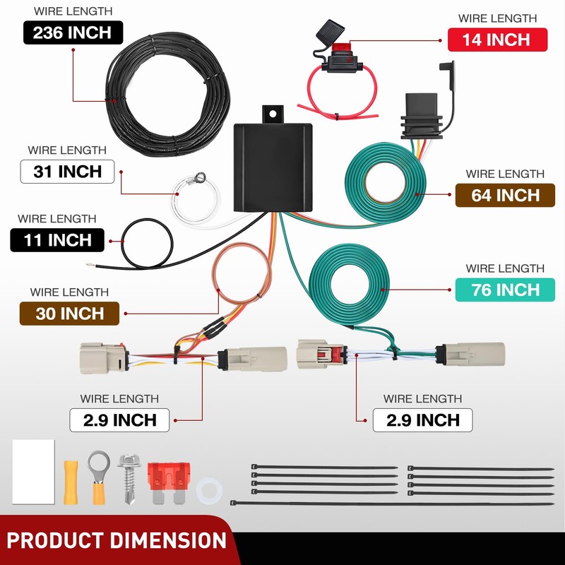 Nilight 4 Pin Trailer Wiring Harness Kit 56468 Vehicle Standard