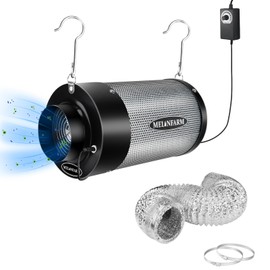 MELONFARM Air Filtration Kit 4", Built-in 14cm Fan Low Nois Carbon Filter with 12-Speed Controller, 8' Ducting, Cooling & Ventilation System for Grow Tents, Indoor Gardening, Hydroponics 4“x11.81"