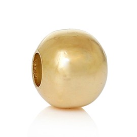 SiAura Material Metal Beads 4 mm with 1.5 mm Hole Round 18 Carat Gold for Crafts Pack of 100