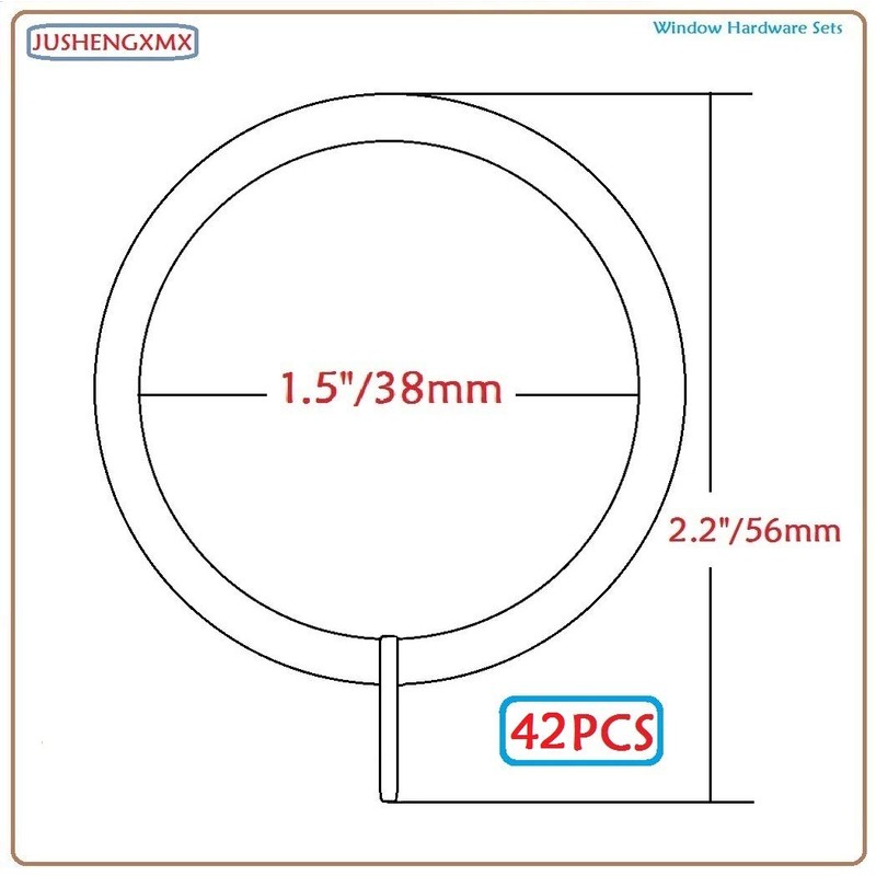 42Pcs Metal Flat Curtain Ring with Eyelet 1.5" Inner Diameter,Fits