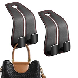 2PCS Gancho Reposacabezas para Coche,Gancho de Asiento Trasero de Coche de Cuero,Gancho de Bolsa de Almacenamiento Automotriz,Multifuncionales Accesorios Coche, para Bolsas, Monedero