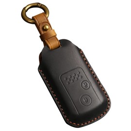 Kinotaka Honda Odyssey 2 Button Leather Key Case Step Wagon Fit Accord Elysion Insight CR-Z CR-V Stream Zest Life Exclusive Design Leather Key Holder, Black
