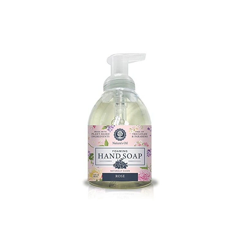 Nature's Oil Foaming Hand Soap, Rose, 10 Fluid Ounces (Single